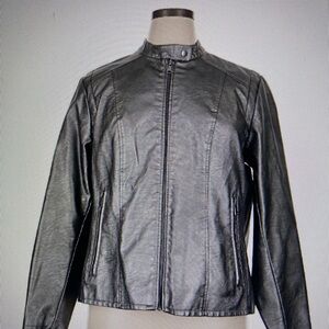 Baccini Black Faux Leather Moto Jacket